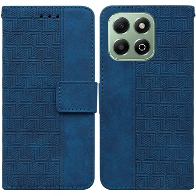 For Honor X6b 4G Case Geometry Pattern Leather Wallet Phone Cover - Blue