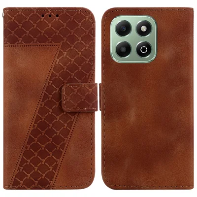 For Honor X6b 4G Case 7-Shaped Pattern Imprint Stand Leather Phone Cover - Brown
