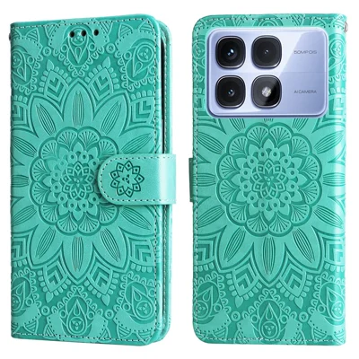 For Xiaomi Redmi K70 Ultra Case Sunflower Imprint Leather Wallet Phone Cover - Green