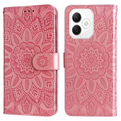 For Honor X60i 5G Case Sunflower Imprint Leather Wallet Phone Cover - Pink