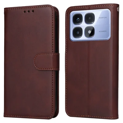 For Xiaomi Redmi K70 Ultra Case PU Leather Phone Cover with Cash  /  Card Slots - Brown