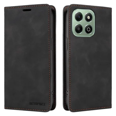 BETOPNICE 003 Voor Honor X6c 4G / X6b 4G Telefoonhoesje Krasbestendige Leren Portemonneebehuizing met Stand - Zwart