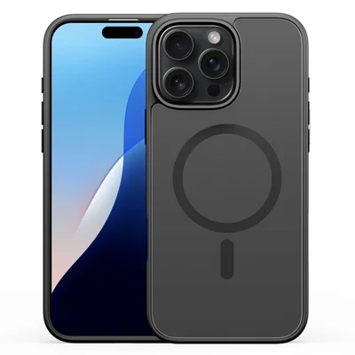 DUX DUCIS Yind Series For iPhone 16 Pro Max Magnetic Case TPU Frame Matte PC Back Phone Cover - Black