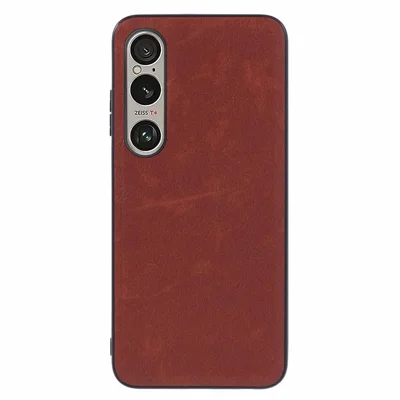 For Sony Xperia 1 VI Case Retro Leather PC TPU Shockproof Phone Cover - Brown