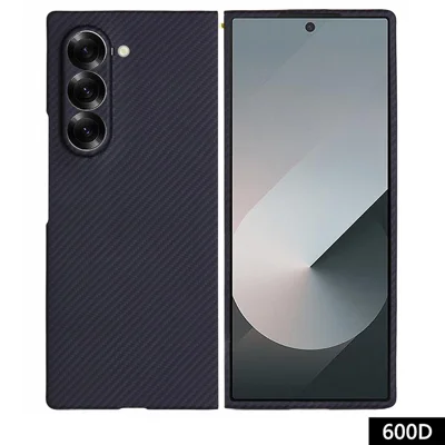 For Samsung Galaxy Z Fold6 5G Case 600D Fine Texture Aramid Fiber Phone Cover Precision Cut-Out - Black