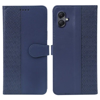 For Samsung Galaxy A06 4G Case Magnetic Clasp Four-Leaf Clover Leather Phone Cover - Blue