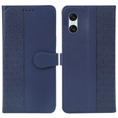 For Sony Xperia 10 VI Case Magnetic Clasp Four-Leaf Clover Leather Phone Cover - Blue