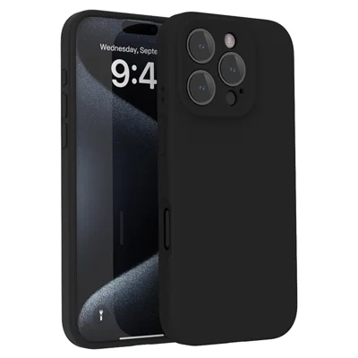 For iPhone 16 Pro Magnetic Case PC + Liquid Silicone Shockproof Protective Phone Cover - Black