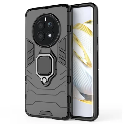 Phone Case for Huawei Mate 50 4G, Hard PC + TPU Wear-resistant Back Cover with Ring Kickstand - Black