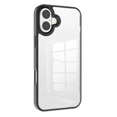 For iPhone 16 Clear Phone Case TPU+ PC Phone Back Cover with Metal Button