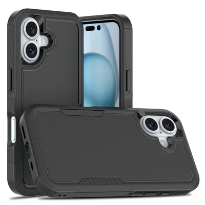 Obudowa na iPhone 16 Obudowa 2-w-1 PC+TPU Odporna na Uderzenia - Czarny
