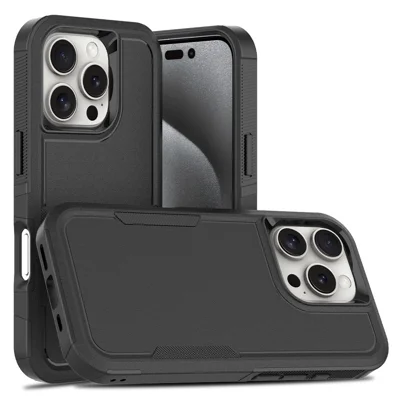 For iPhone 16 Pro Case 2-in-1 PC+TPU Shockproof Phone Cover - Black