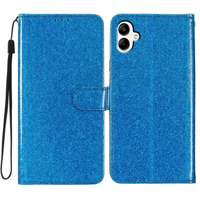 For Samsung Galaxy A06 4G Wallet Case Glitter Anti-Scratch Leather Phone Cover Stand - Blue