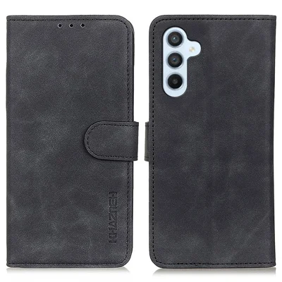 KHAZNEH til Samsung Galaxy A16 5G / A16 4G Taske Retro PU Læder Wallet Stående Telefondæksel - Sort