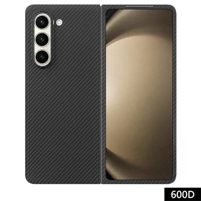 For Samsung Galaxy Z Fold6 5G Case 600D Fine Texture Aramid Fiber Phone Cover - Black