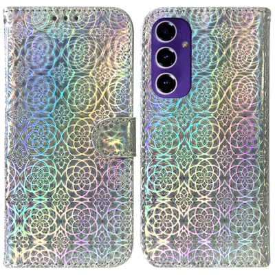 Standhoes voor Samsung Galaxy A16 5G / A16 4G met schitterend bloemenpatroon Lederen telefoonhoes - Grijs