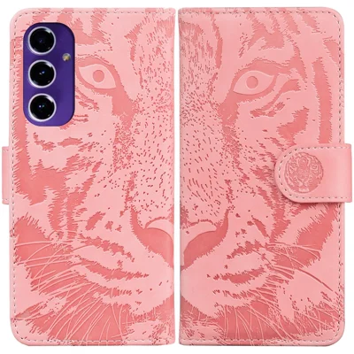 For Samsung Galaxy A16 5G / A16 4G Case Tiger Imprint Leather Wallet Phone Cover - Pink
