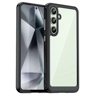 For Samsung Galaxy S24 FE Shockproof Case TPU +Acrylic Protective Clear Phone Cover - Black