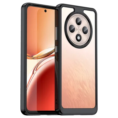 For Oppo Reno12 F 5G / Reno12 F 4G Shockproof Case TPU +Acrylic Protective Clear Phone Cover - Black