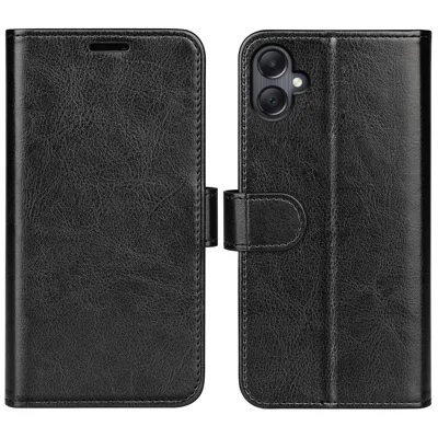 For Samsung Galaxy A06 4G Wallet Case Crazy Horse Texture Stand Leather Phone Cover - Black