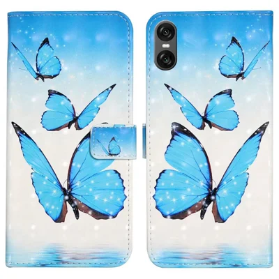 For Sony Xperia 10 VI Case 3D Creative Pattern PU Leather Stand Phone Cover - Three Butterflies