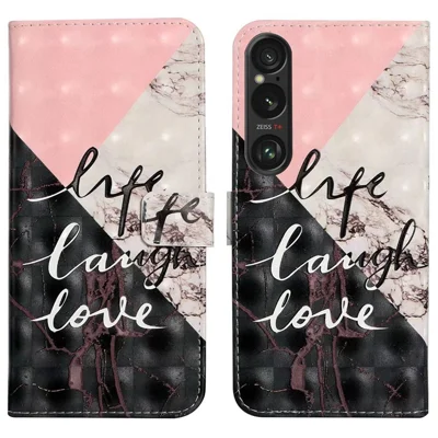 For Sony Xperia 1 VI Case 3D Creative Pattern PU Leather Stand Phone Cover - Tri-Color Marble