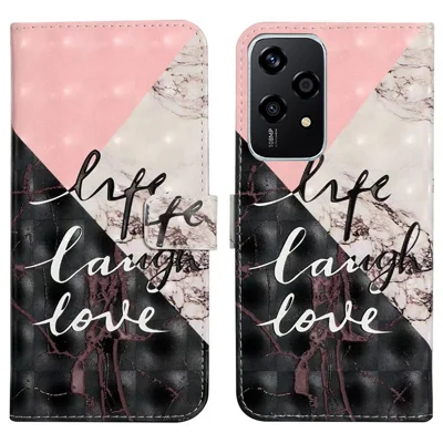 For Honor 200 Lite Case 3D Creative Pattern PU Leather Stand Phone Cover - Tri-Color Marble
