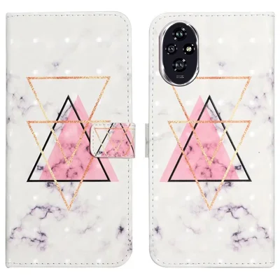 For Honor 200 5G Case 3D Creative Pattern PU Leather Stand Phone Cover - Triangle Marble