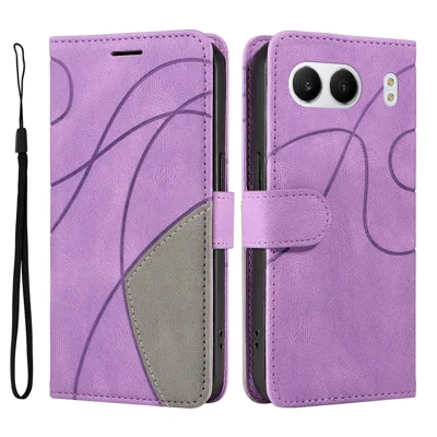 For OnePlus Nord 4 Leather Case Wallet Stand Color Splicing Phone Cover  - Purple