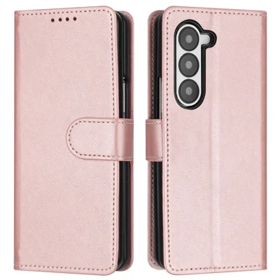 For Samsung Galaxy Z Fold5 5G Case Stand Wallet Folio PU Leather Phone Cover - Rose Gold