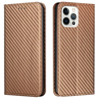 For iPhone 16 Pro Max Case Leather Flip Phone Cover Stand Strong Magnetic Closure - Brown