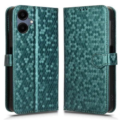 For Samsung Galaxy A06 4G Wallet Case Dot Pattern Imprint PU Leather Phone Cover - Green
