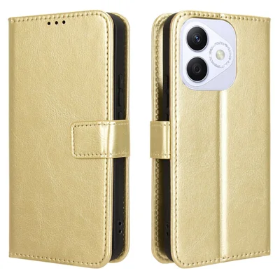 For Honor X60i 5G Case Crazy Horse Texture PU Leather Phone Wallet Cover - Gold