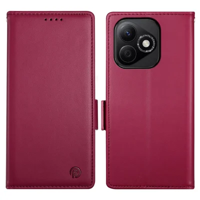 DF-010 For Honor X60i 5G Stand Case PU Leather Wallet Phone Cover - Wine Red