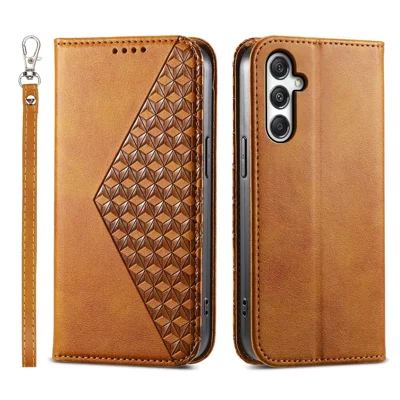 For Samsung Galaxy M35 5G Case Calf Texture PU Leather Phone Cover with Wallet - Yellow