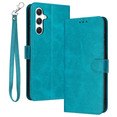 For Samsung Galaxy M35 5G Case Flip Stand PU Leather Wallet Phone Cover Calf Texture - Green