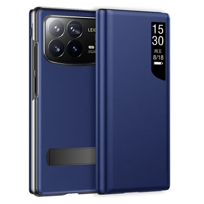 For Xiaomi Mix Fold 4 5G Case View Window PU Leather Kickstand Phone Cover - Sapphire