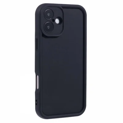 For iPhone 16 Plus Case Grooved Design TPU Anti-Slip Phone Cover - Black