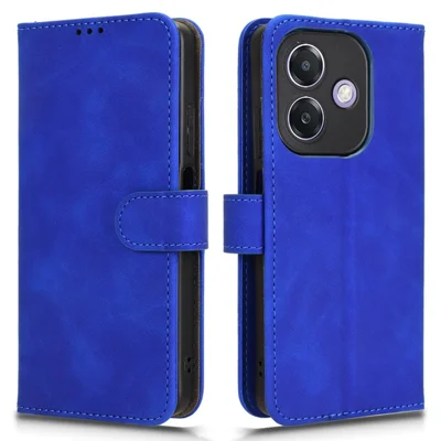 For Oppo A3x 5G Leather Case Skin-Feel Anti-Drop Wallet Flip Phone Cover - Blue