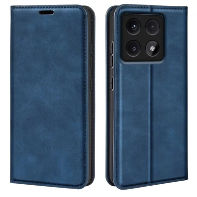 For Xiaomi 14T Case Skin-Touch Leather Wallet Phone Cover - Blue