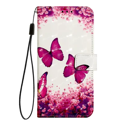 For Xiaomi Redmi 13 4G Leather Case Pattern Printing Wallet Stand Mobile Cover with Strap - Rose Butterflies
