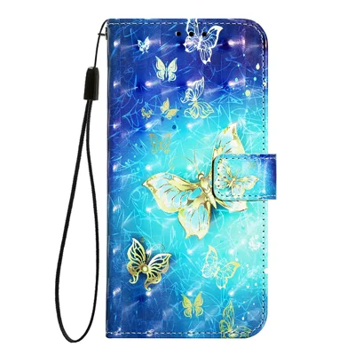 For Xiaomi 14T Leather Case Pattern Printing Wallet Stand Mobile Cover with Strap - Golden Butterflies