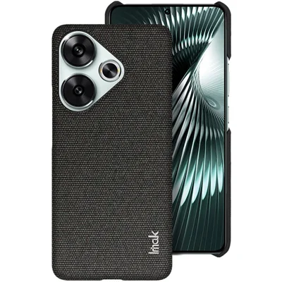 IMAK Ruiyi Series for Xiaomi Poco F6 5G / Redmi Turbo 3 5G Case Fabric Texture Leather+PC Phone Back Cover - Black