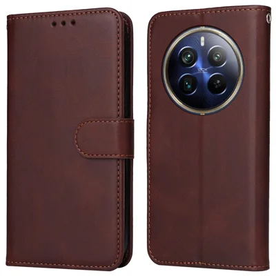 Til Realme 13 Pro 5G (Global) / 13 Pro+ 5G (Global) / P1 Pro 5G / 12 Pro+ 5G / 12 Pro 5G Taske Wallet PU Læder Folio Flip Cover - Brun