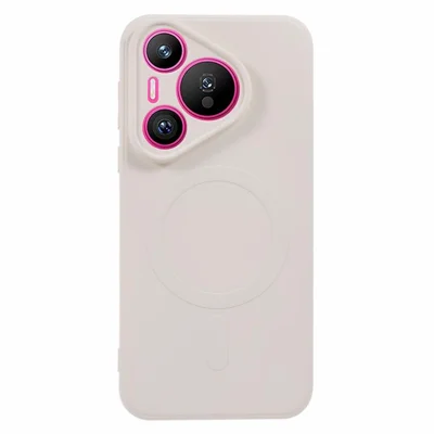 Voor Huawei Pura 70 Hoes Schokbestendig TPU Telefoonhoes Compatibel met MagSafe - Wit