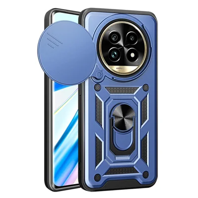 Obudowa do Realme 13 Pro 5G (Global) / 13 Pro+ 5G (Global) z przesuwanym pokryciem aparatu, podstawką PC+TPU - Niebieski