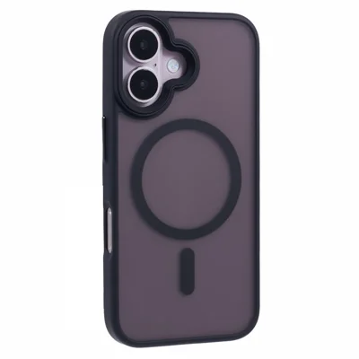 For iPhone 16 Plus Case Compatible with MagSafe TPU+PC Rubberized Finish Phone Cover - Black