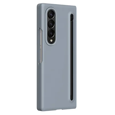For Samsung Galaxy Z Fold4 5G Case Hard PC Phone Cover with Tempered Glass Film and Stylus - Grey