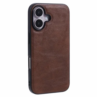 X-LEVEL Bojue-3 Serie voor iPhone 16 Hoesje compatibel met MagSafe Leren beklede PC+TPU Telefoonhoes - Bruin
