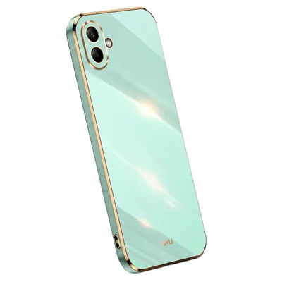 XINLI For Samsung Galaxy A06 4G Case TPU Phone Cover with Electroplating Frame - Cyan